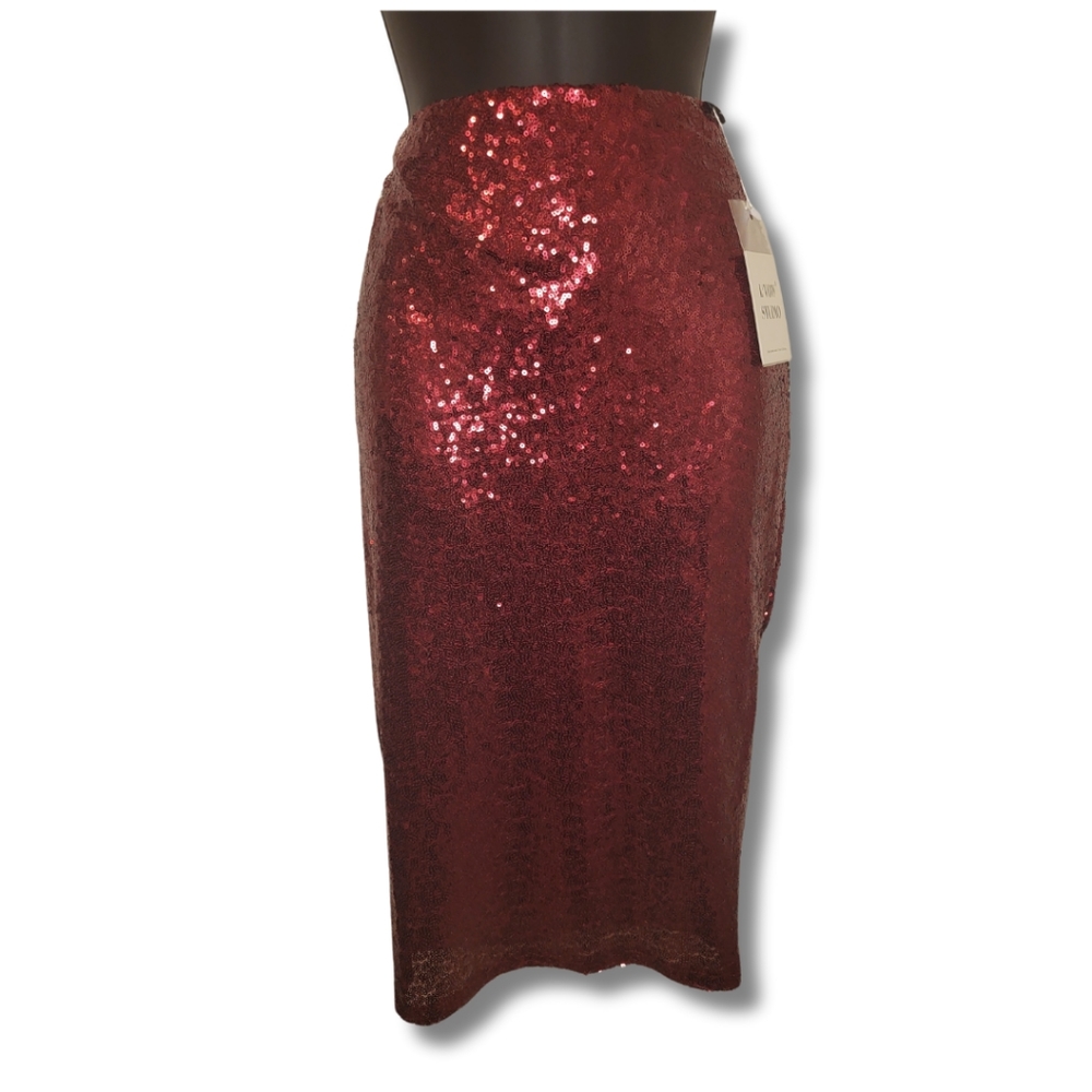 Sequin maroon pencil skirt